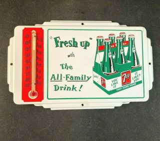 Vintage Fresh Up With 7up Soda Thermometer Rare Old Advertising Sign
