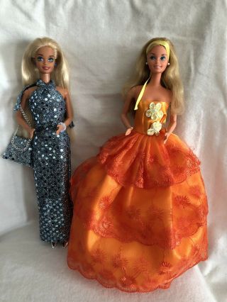Mattel Barbie’s,  2 Doll Set,  Groomed,  Dressed In Stylish Attire,  Vintage Euc