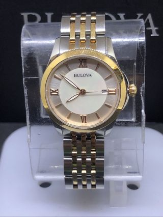 Bulova Ladies 2 - Tone Rose Gold Stainless Steel Quartz Watch 98m125 B117
