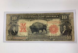 1901 United States $10 Ten Dollars Bison Red Seal Large Legal Tender Note (Rare) 3