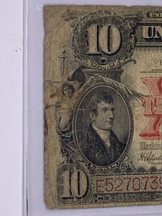 1901 United States $10 Ten Dollars Bison Red Seal Large Legal Tender Note (Rare) 6