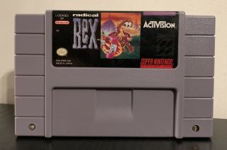 Rare Radical Rex Nintendo Snes 1994 Authentic Game Cartridge Cart