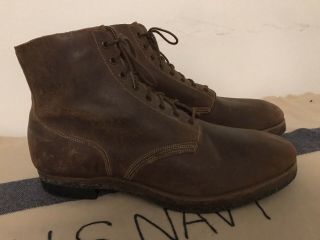 Ww2 Usn " Rough Out " Leather Combat Boots Rare Unissued