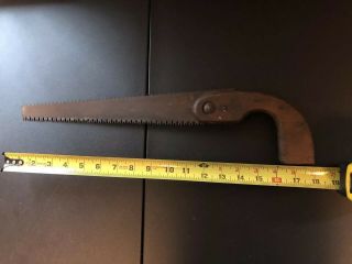 1 Rare Vintage Antique 18” Double Edged Wood Gungrip Hand Saw With 14” Blade