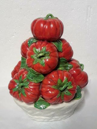Vintage Italian Majolica Tomato Vegetable Basket Center Piece Made In Italy Rare