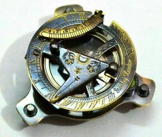 Pocket Compass Vintage Brass Stanley London Sundial Compass Sun - Clock Compass