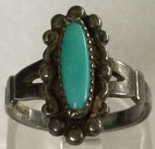Stunning Rare Vintage Navajo Sterling Silver 925 Turquoise Ring Sz 5.  75 Aw53