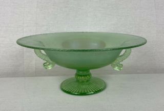 Fenton Extremely Rare Florentine Green Stretch Glass Dolphins Compote