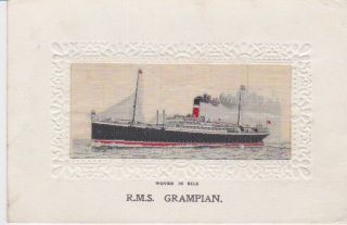 Stevengraph Silk Picture Postcard Rms Grampian Ships Rare