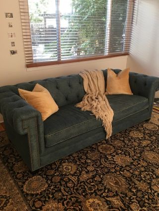 Rare,  Unique,  And Comfortable 100 Blue Denim Couch.