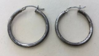 Rare Vintage Estate Sterling Silver 925 Hoop Earrings Sc16