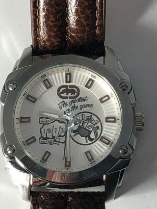 1972 Marc Ecko Men ' s SR626SW Leather Wrist Band Rhino Logo Watch JAPAN w/Box 2