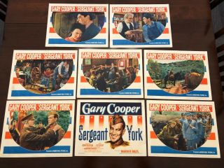 Rare 1941 Sergeant York Complete Set Of 8 Lobby Cards Vf - 8 - Gary Cooper
