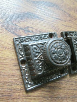 Vintage Victorian Eastlake Cast Iron Latch & Keeper - Very Decorative