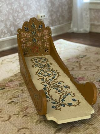 Vintage Miniature Dollhouse Artisan Signed Hand Painted Carved Victorian Sled