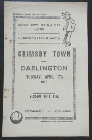 Grimsby Town V Darlington - 1955/56 - Division 3 North - Rare 4 Page Programme