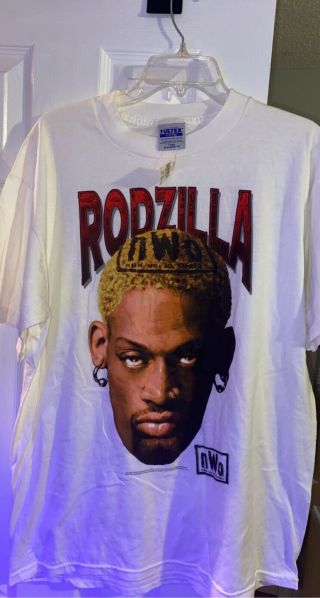 W Tag Vintage 1998 Rodzilla T - Shirt Nwo Tultex Dennis Rodman Bulls Rare Wwf