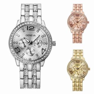 Women ' s Fashion Stainless Steel Bracelet Crystal Analog Quartz Wrist Watch 2