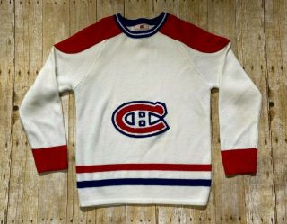 Rare Vintage Montreal Canadiens Acrylic Sweater Men 