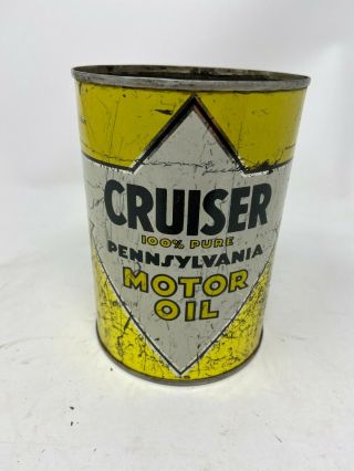 Rare Vintage Cruiser Motor Oil Can Quart Qt Metal Tin Empty -