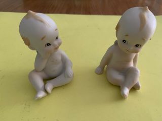 2 Vtg Baby Kewpie Cupie Dolls Ceramic Figurine Japan Bisque Porcelain 3 " High