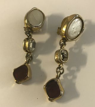 Vintage Rare Chanel Paris Gold Tone Gripoix Glass Earrings Nina Griscom