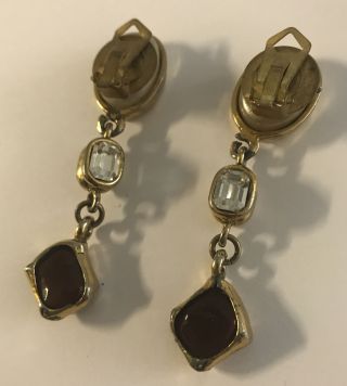 Vintage Rare CHANEL Paris Gold Tone Gripoix Glass Earrings Nina Griscom 2