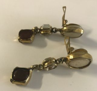 Vintage Rare CHANEL Paris Gold Tone Gripoix Glass Earrings Nina Griscom 5