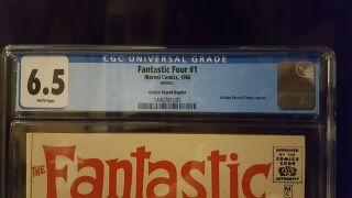 FANTASTIC FOUR 1 CGC 6.  5 SILVER AGE Golden Record Reprint 1966 WHITE PGS,  RARE 3