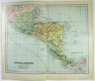 1895 Map Of Central America By Dodd Mead & Co.  Antique