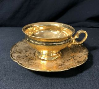 Vintage Osborn Hutschenreuther 22k Gold Set Tea Cup& Saucer Bavaria Germany