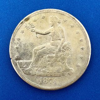 1874 Cc Silver Trade Dollar Better Key Rare Scarce Carson City Coin