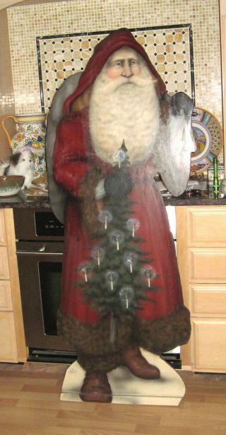 Bonnie Barrett Boardwalk Originals Santa Claus 66 " X 26 " Hand Painted Rare