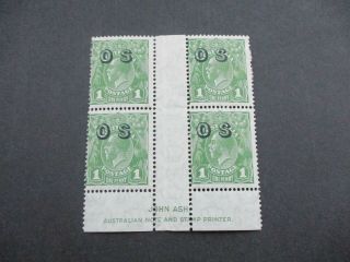 Kgv Stamps: Overprint Os Imprint Block Rare - Must Have (i250)
