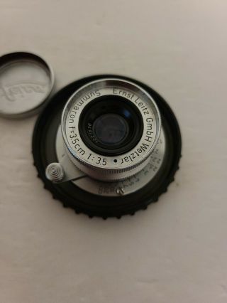 Ernst Leitz Wetzlar Leica Summaron F=3.  5cm 1:3.  5 Ltm 39 Lens W/caps Rare Euc