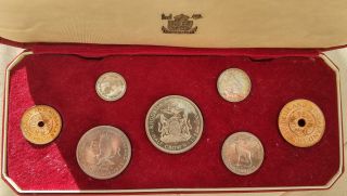 1955 Rhodesia Nyasaland Proof Set Box Of 7 Coin,  Rare