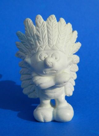 Vintage Mega Rare Indian Chief Smurf Rubber Figurine Made In Mexico 80 
