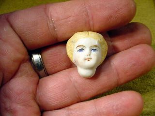 excavated small vintage painted bisque swivel doll head age 1890 German A 15470 2