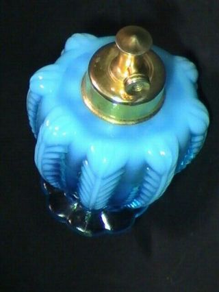 Vintage Blue And White Frosted Pattern Glass Perfume Bottle Antique Art Noveau