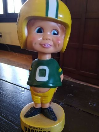 VINTAGE Rare 1975 NFL Green Bay Packers Bobble Head Doll Figure Bobbing 3