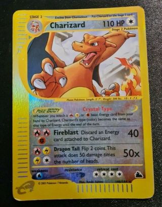 Pokemon Card - Charizard 146/144 - Skyridge - Crystal Rare Reverse Holo - Psa