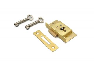 Half Mortise Lock Chest Trunk Medium Box Lock Solid Brass Cabinet Lock 2 Keys