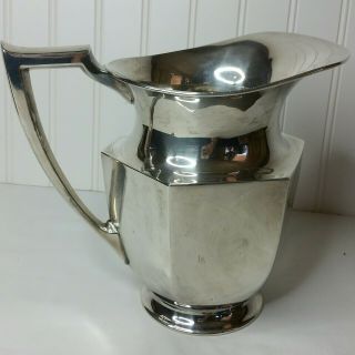 Vintage 8 " Tall Meriden S.  P.  International Silver Plate Art Deco Water Pitcher