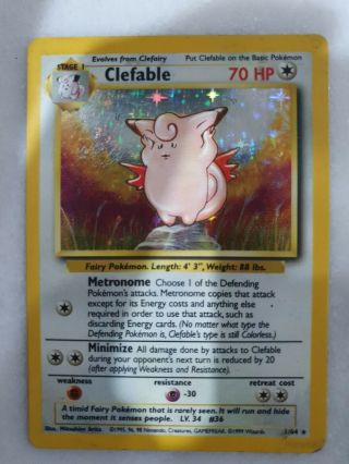 1999 Pokemon Card Rare Holo Clefable 1/64 Jungle Set