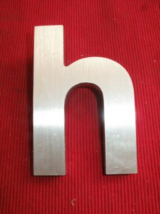 Vtg Mcm Brushed Aluminum Letter " H " Lower Case Letter 4 3/4 " Alphabet Block