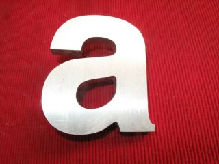 Vtg Mcm Brushed Aluminum Letter " A " 3 7/8 " Alphabet Block Letter Small Letter A