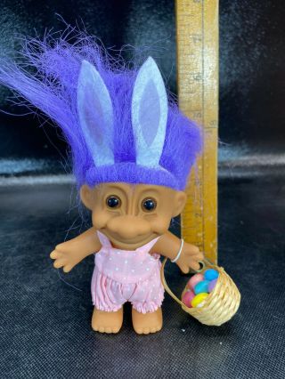 Easter Wacky Wabbit / Rabbit / Bunny With Basket - 5 " Russ Troll Doll - Rare