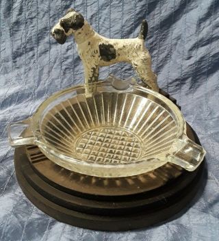 Vintage Antique Art Deco Airedale Terrier Figural Dog Ashtray