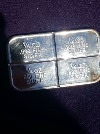 International Trade Unit Divisible 1 Oz.  999 Silver Bar Ingot Rare (4) 1/4 Oz