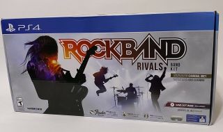 Rock Band 4 Rivals PS4 Playstation 4 Rare Charcoal Jaguar Guitar Mic Drums Game 3